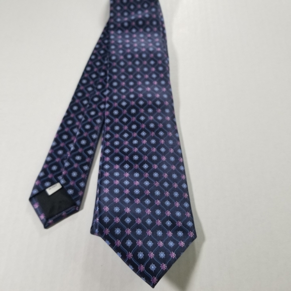 Valentino Men's Tie Made In Italy Blue 100% Silk Woven Necktie Floral - Picture 4 of 6